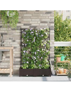 Градинска саксия с решетка Кафяво 80 x 40 x 125.5 см ПП
