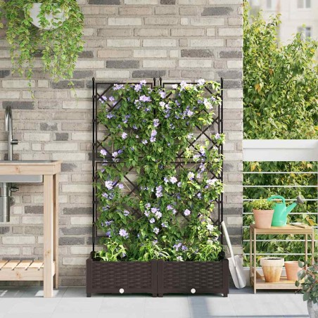 Градинска саксия с решетка Кафяво 80 x 40 x 125.5 см ПП