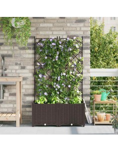 Градинска саксия с решетка 2 pcs Кафяво 80 x 40 x 143 см ПП