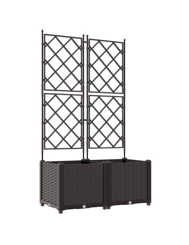 Градинска саксия с решетка 2 pcs Кафяво 80 x 40 x 143 см ПП