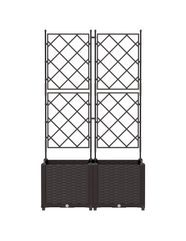 Градинска саксия с решетка 2 pcs Кафяво 80 x 40 x 143 см ПП