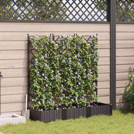 Градинска саксия с решетка 3 pcs Кафяво 120 x 40 x 125.5 см ПП