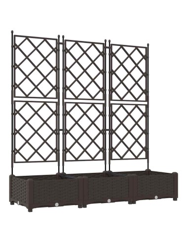 Градинска саксия с решетка 3 pcs Кафяво 120 x 40 x 125.5 см ПП