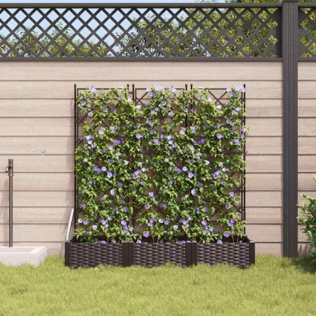 Градинска саксия с решетка 3 pcs Кафяво 120 x 40 x 125.5 см ПП