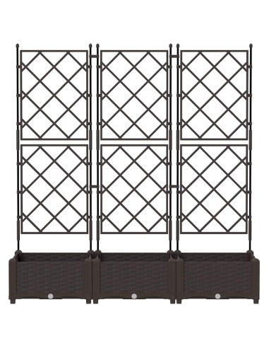 Градинска саксия с решетка 3 pcs Кафяво 120 x 40 x 125.5 см ПП