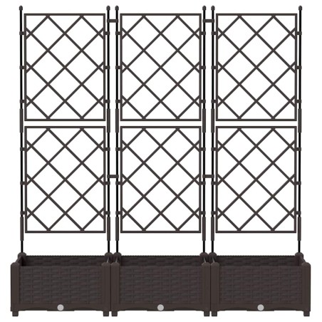 Градинска саксия с решетка 3 pcs Кафяво 120 x 40 x 125.5 см ПП