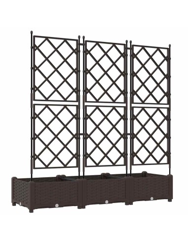 Градинска саксия с решетка 3 pcs Кафяво 120 x 40 x 125.5 см ПП