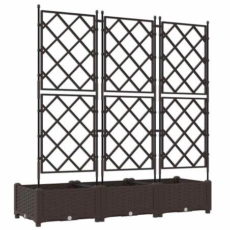Градинска саксия с решетка 3 pcs Кафяво 120 x 40 x 125.5 см ПП