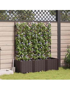 Градинска саксия с решетка 3 pcs Кафяво 120 x 40 x 143 см ПП