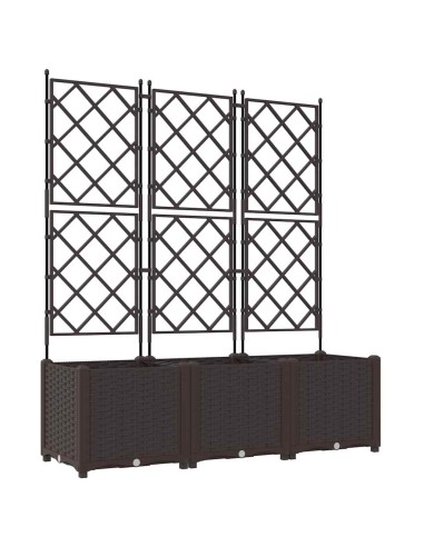 Градинска саксия с решетка 3 pcs Кафяво 120 x 40 x 143 см ПП