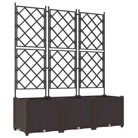 Градинска саксия с решетка 3 pcs Кафяво 120 x 40 x 143 см ПП