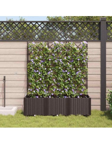 Градинска саксия с решетка 3 pcs Кафяво 120 x 40 x 143 см ПП