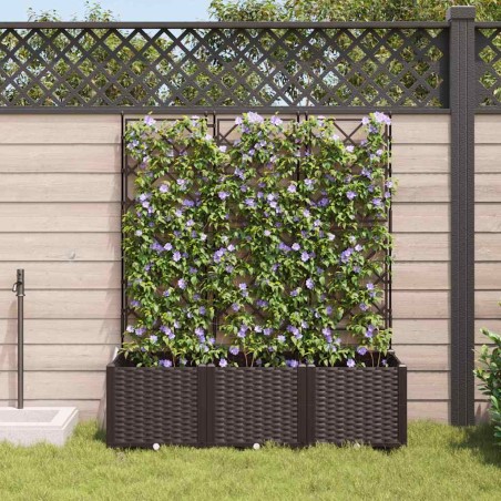 Градинска саксия с решетка 3 pcs Кафяво 120 x 40 x 143 см ПП