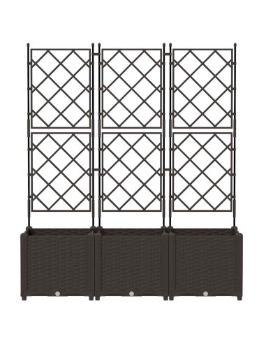 Градинска саксия с решетка 3 pcs Кафяво 120 x 40 x 143 см ПП