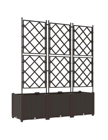 Градинска саксия с решетка 3 pcs Кафяво 120 x 40 x 143 см ПП