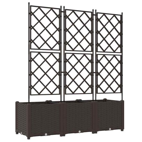 Градинска саксия с решетка 3 pcs Кафяво 120 x 40 x 143 см ПП