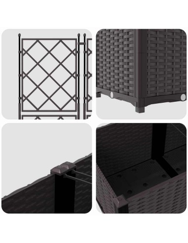 Градинска саксия с решетка 3 pcs Кафяво 120 x 40 x 143 см ПП