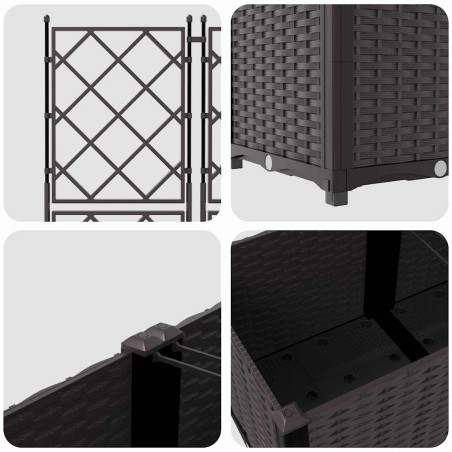 Градинска саксия с решетка 3 pcs Кафяво 120 x 40 x 143 см ПП