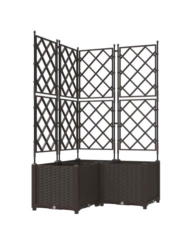 Градинска саксия с решетка 3 pcs Кафяво 80 x 80 x 143 см ПП