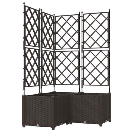 Градинска саксия с решетка 3 pcs Кафяво 80 x 80 x 143 см ПП