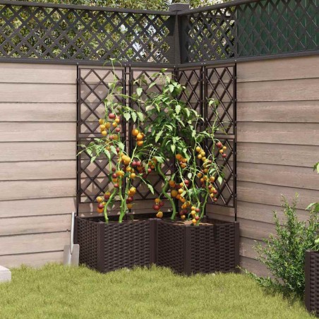 Градинска саксия с решетка 3 pcs Кафяво 80 x 80 x 143 см ПП