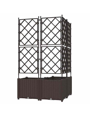Градинска саксия с решетка 3 pcs Кафяво 80 x 80 x 143 см ПП