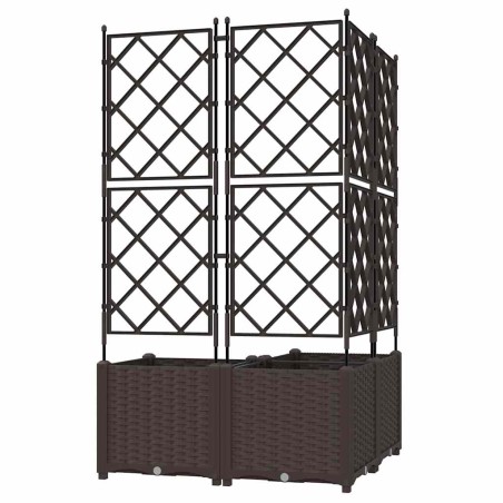 Градинска саксия с решетка 3 pcs Кафяво 80 x 80 x 143 см ПП