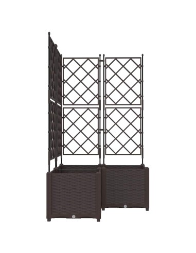 Градинска саксия с решетка 3 pcs Кафяво 80 x 80 x 143 см ПП