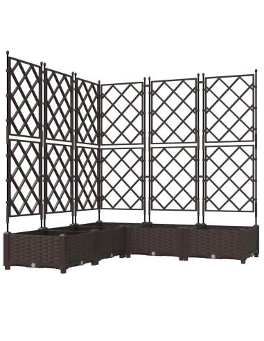 Градинска саксия с решетка 5 pcs Кафяво 120 x 120 x 125.5 см ПП