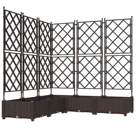 Градинска саксия с решетка 5 pcs Кафяво 120 x 120 x 125.5 см ПП