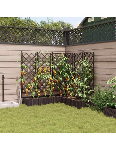 Градинска саксия с решетка 5 pcs Кафяво 120 x 120 x 125.5 см ПП
