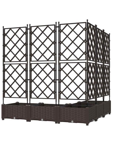 Градинска саксия с решетка 5 pcs Кафяво 120 x 120 x 125.5 см ПП