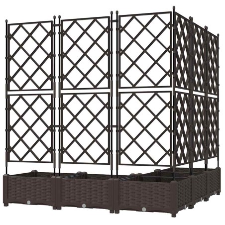 Градинска саксия с решетка 5 pcs Кафяво 120 x 120 x 125.5 см ПП