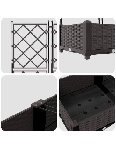 Градинска саксия с решетка 5 pcs Кафяво 120 x 120 x 125.5 см ПП