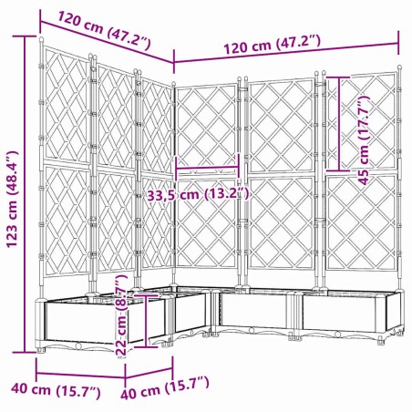 Градинска саксия с решетка 5 pcs Кафяво 120 x 120 x 125.5 см ПП
