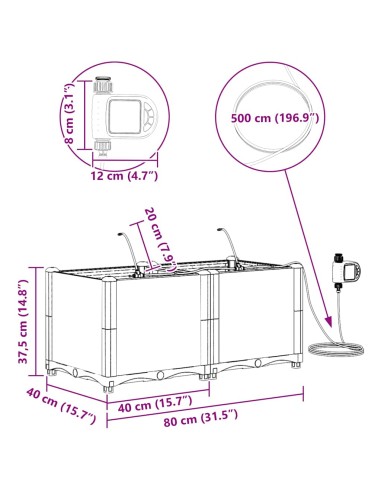 Градински саксии Кафяво 80 x 40 x 37.5 см Стомана