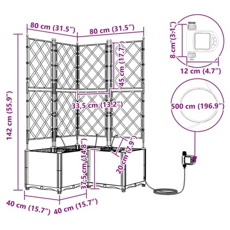 Градински саксии Кафяво 80 x 80 x 142 см Стомана