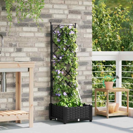 Градинска саксия с решетка Черно 40 x 40 x 125.5 см ПП