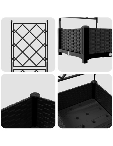 Градинска саксия с решетка Черно 40 x 40 x 125.5 см ПП