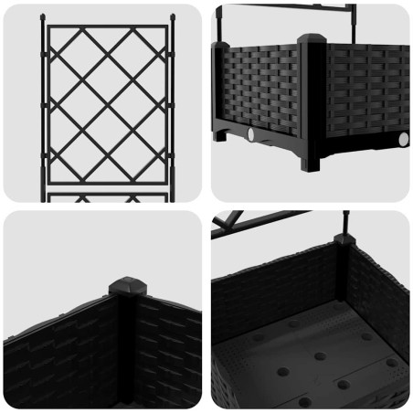 Градинска саксия с решетка Черно 40 x 40 x 125.5 см ПП