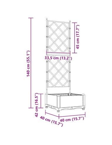 Градинска саксия с решетка Черно 40 x 40 x 125.5 см ПП