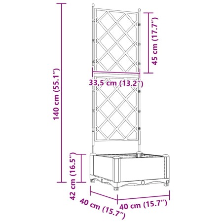 Градинска саксия с решетка Черно 40 x 40 x 125.5 см ПП