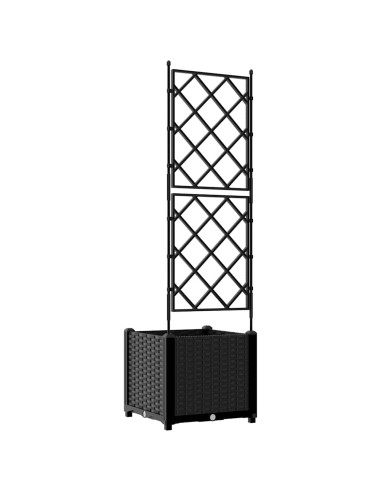 Градинска саксия с решетка Черно 40 x 40 x 143 см ПП