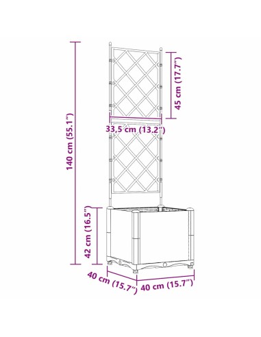 Градинска саксия с решетка Черно 40 x 40 x 143 см ПП