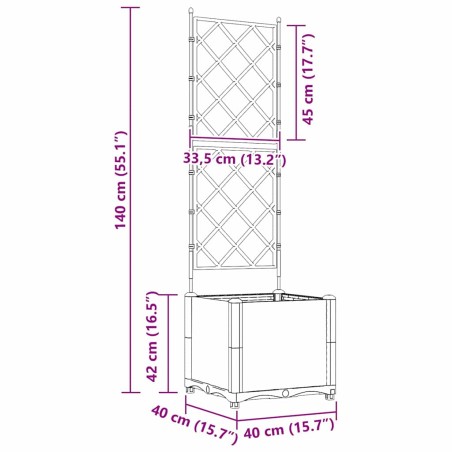 Градинска саксия с решетка Черно 40 x 40 x 143 см ПП