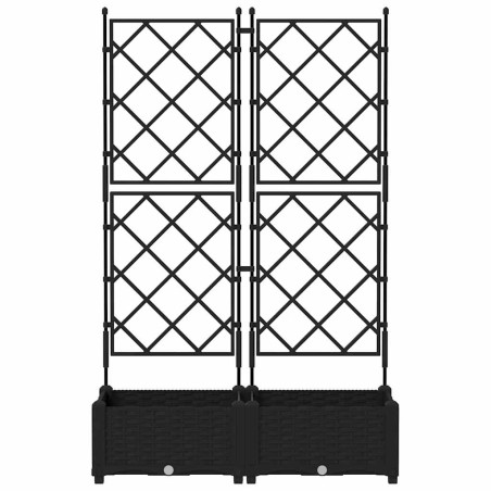 Градинска саксия с решетка Черно 80 x 40 x 125.5 см ПП