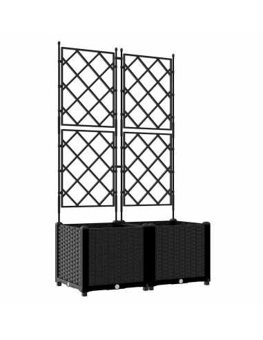 Градинска саксия с решетка 2 pcs Черно 80 x 40 x 143 см ПП