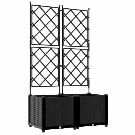 Градинска саксия с решетка 2 pcs Черно 80 x 40 x 143 см ПП