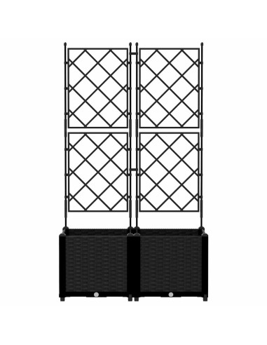 Градинска саксия с решетка 2 pcs Черно 80 x 40 x 143 см ПП