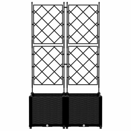 Градинска саксия с решетка 2 pcs Черно 80 x 40 x 143 см ПП